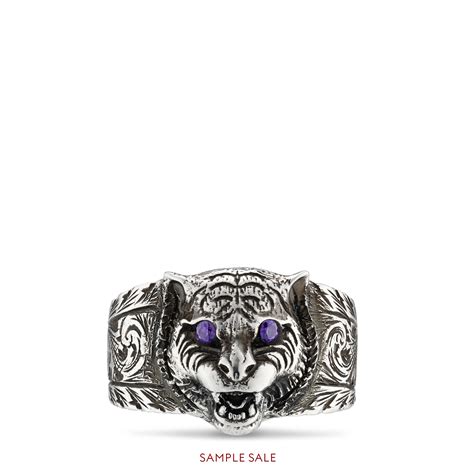 feline head ring gucci